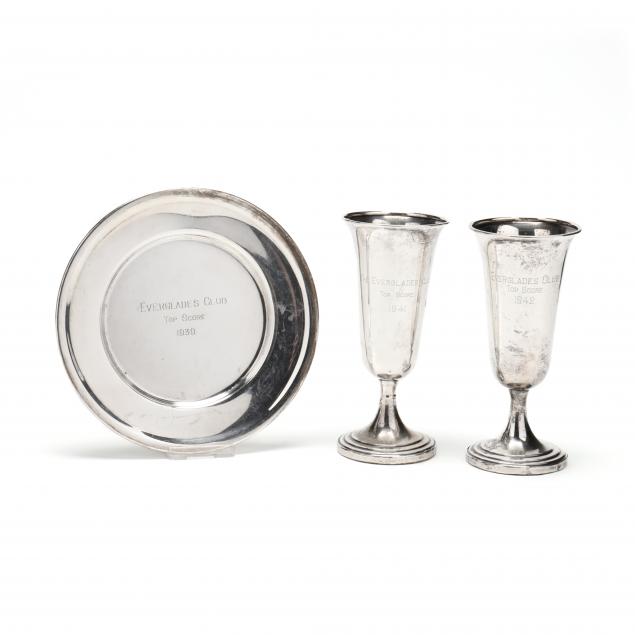 three-everglades-club-sterling-silver-trophies