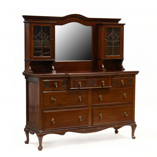 english-art-nouveau-carved-mahogany-buffet