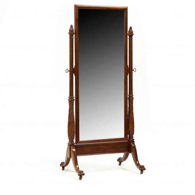 classical-style-carved-mahogany-cheval-mirror