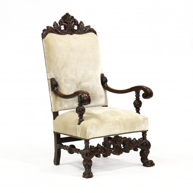 spanish-renaissance-revival-carved-walnut-hall-chair