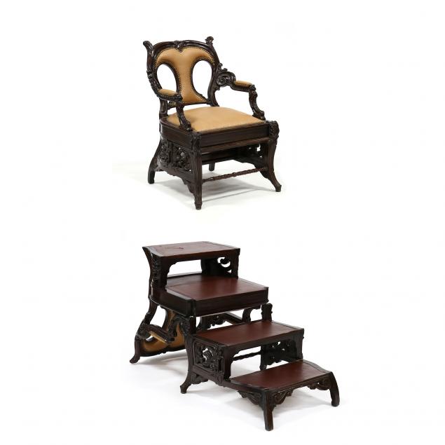 rococo-revival-carved-rosewood-metamorphic-library-chair