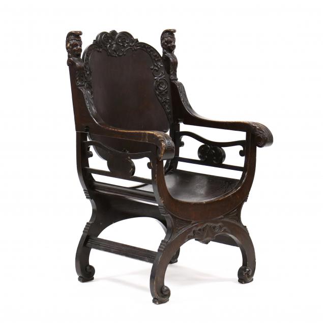 american-renaissance-revival-carved-oak-savonarola-chair