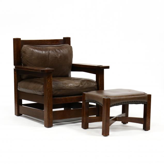 stickley-oversized-mission-oak-and-leather-armchair-and-ottoman