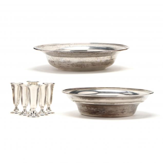 a-grouping-of-sterling-silver-bowls-and-cordials