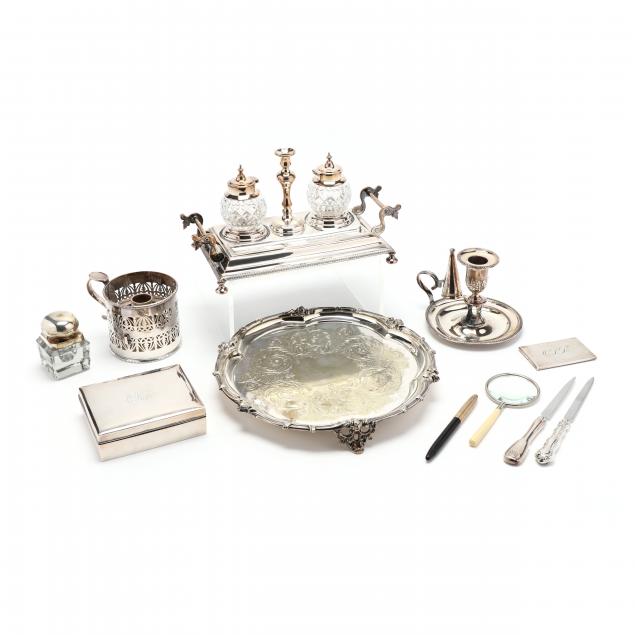 a-collection-of-ten-silverplate-and-sterling-desk-accessories