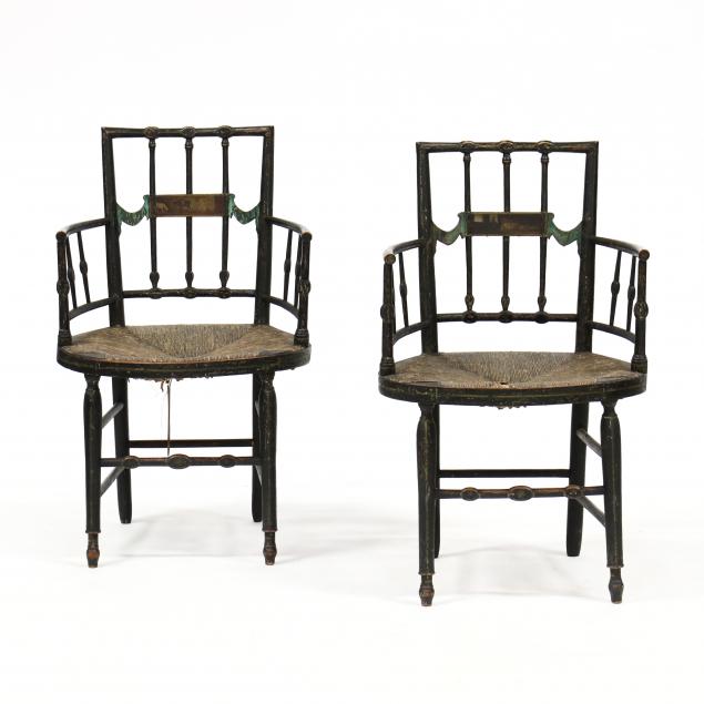 pair-of-antique-adam-style-painted-armchairs