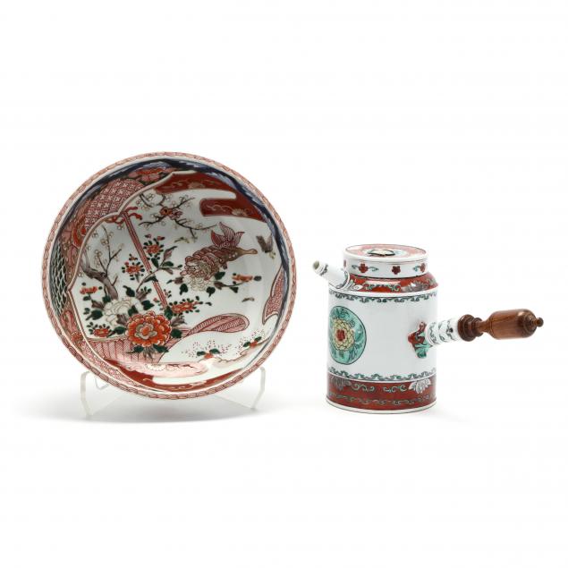 a-chinese-coffee-pot-and-japanese-imari-bowl