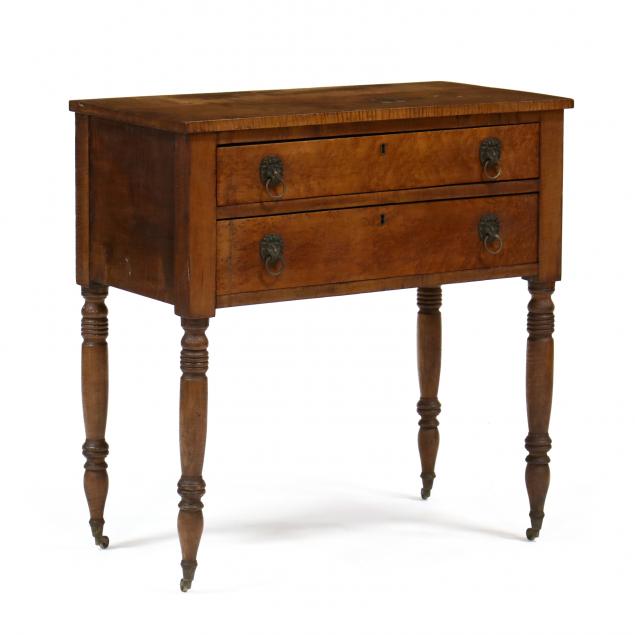 american-sheraton-cherry-and-maple-two-drawer-work-table