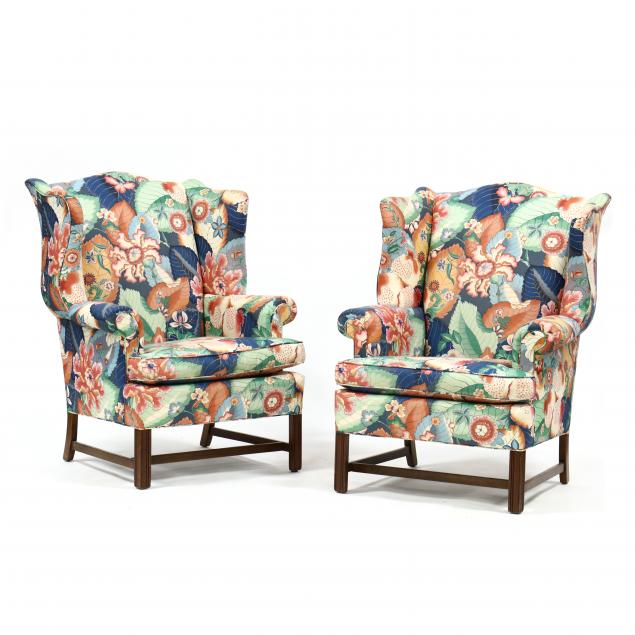 pair-of-chippendale-style-tobacco-leaf-upholstered-easy-chairs