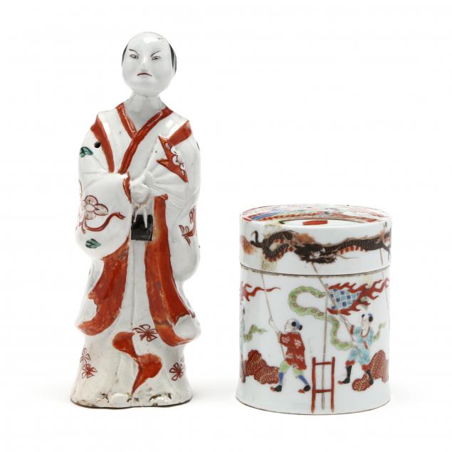 an-asian-porcelain-figure-and-covered-jar