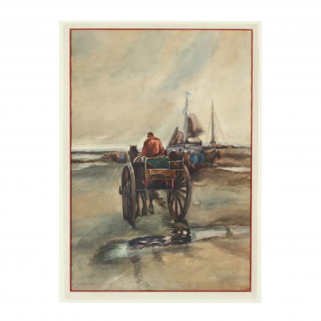 dutch-school-circa-1900-coastal-landscape-with-horse-drawn-cart