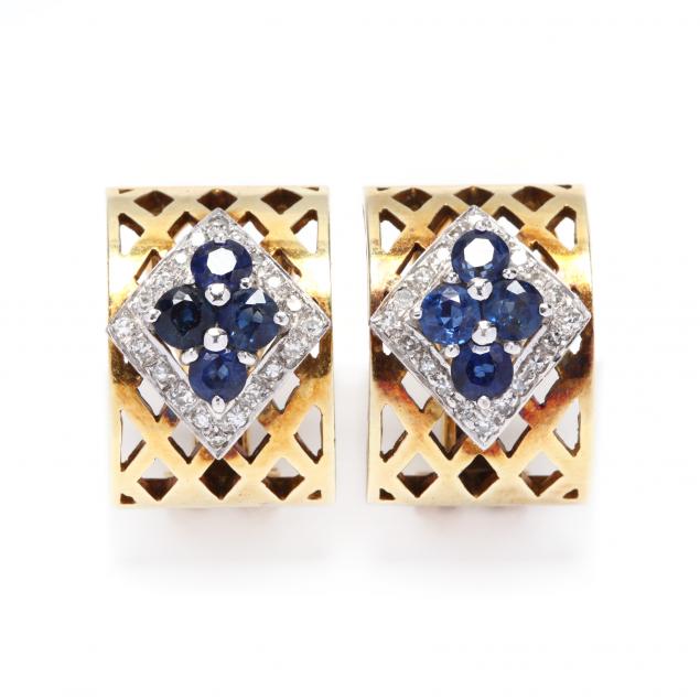 pair-of-retro-14kt-bi-color-gold-sapphire-and-diamond-earrings-kevin
