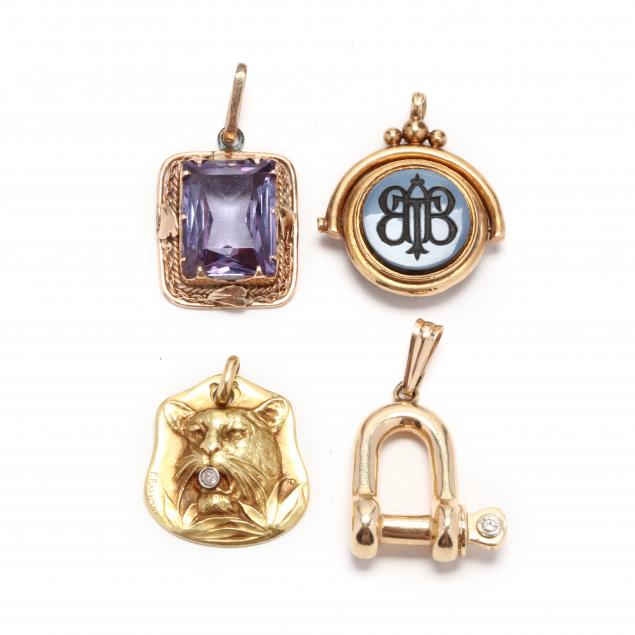 four-gold-gem-set-pendants