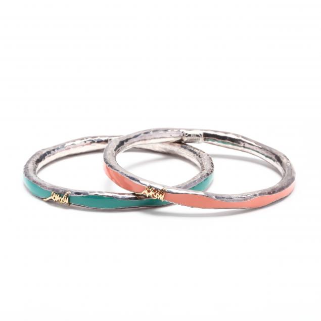 two-sterling-silver-and-enamel-bangle-bracelets-ippolita