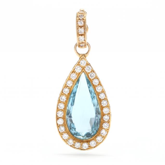 18kt-gold-diamond-and-blue-topaz-pendant-signed