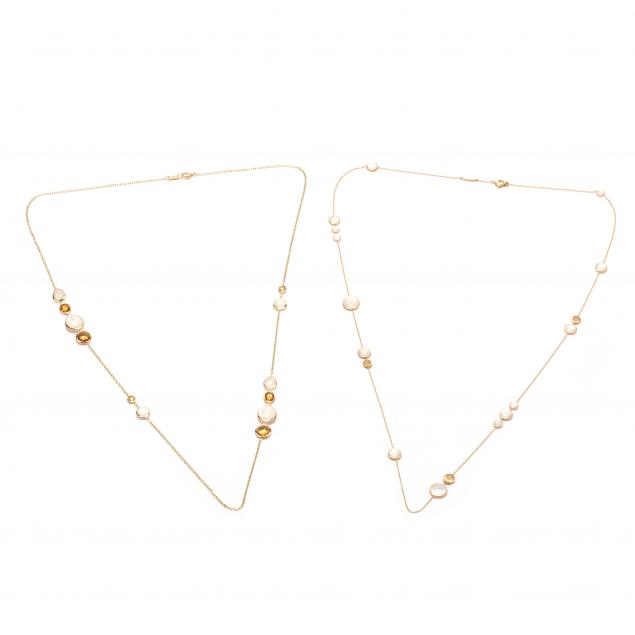 two-18kt-gem-set-station-necklaces-marco-bicego-and-ippolita