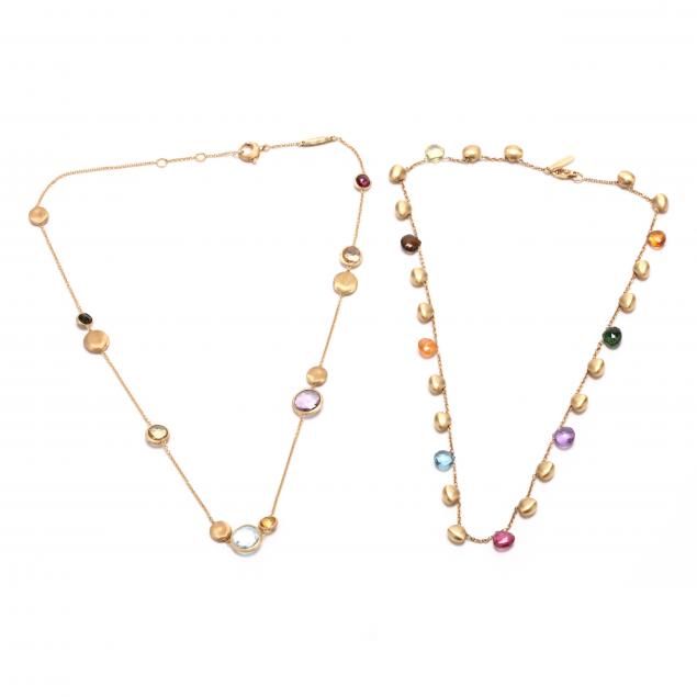 two-18kt-gold-and-gem-set-station-necklaces-marco-bicego