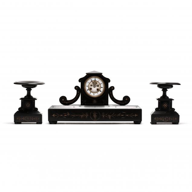 antique-french-slate-three-piece-mantel-clock-set