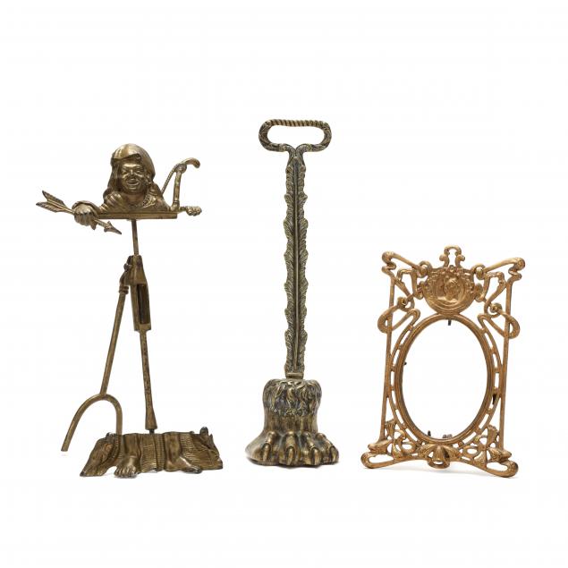 a-grouping-of-three-antique-brass-items