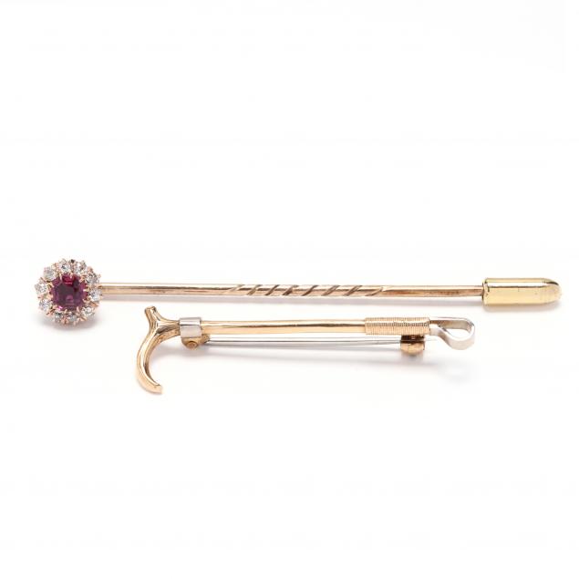 two-gold-and-gem-set-brooches
