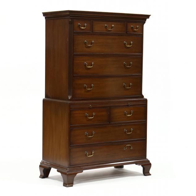kittinger-chippendale-style-mahogany-chest-on-chest
