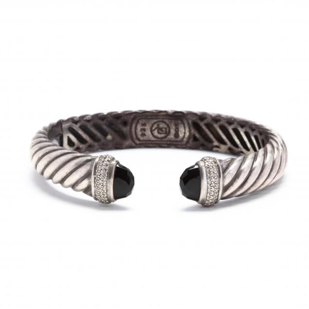 sterling-silver-black-onyx-and-diamond-cuff-bracelet-david-yurman
