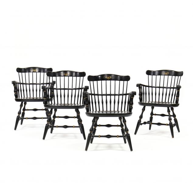 nichols-stone-set-of-four-black-painted-windsor-armchairs