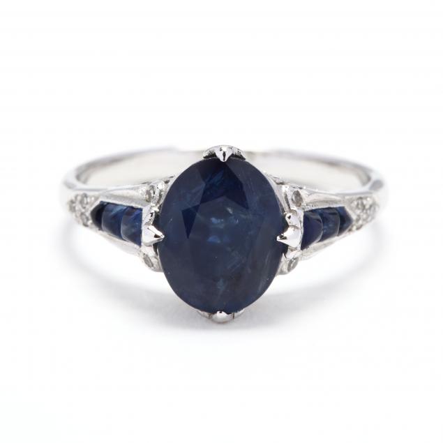 18KT White Gold, Sapphire, and Diamond Ring (Lot 1107 - Estate Jewelry ...
