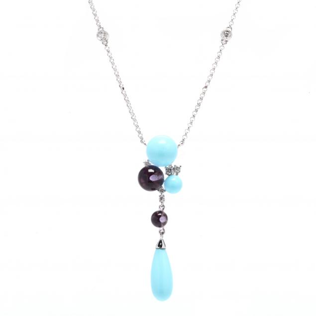 14kt-white-gold-turquoise-amethyst-and-diamond-necklace