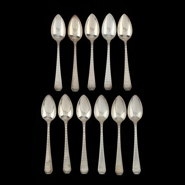 set-of-eleven-whiting-madame-morris-sterling-silver-teaspoons