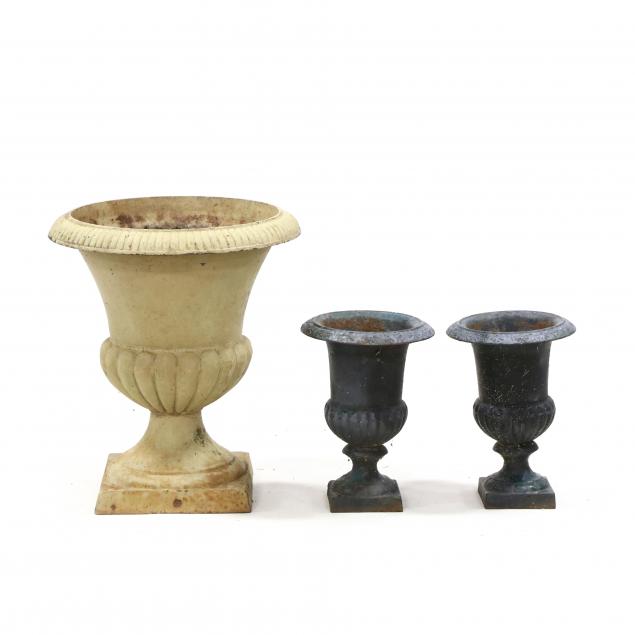 three-classical-style-cast-iron-garden-urns