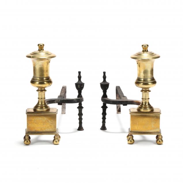 pair-of-classical-style-brass-andirons