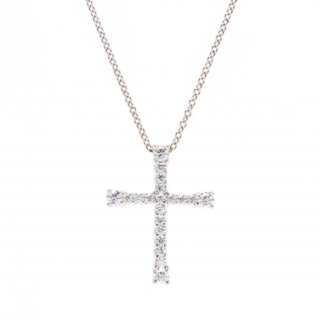 18KT White Gold and Diamond Cross Pendant, Hearts on Fire (Lot 1059 ...