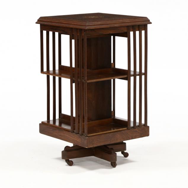 edwardian-inlaid-rosewood-rotating-bookshelf