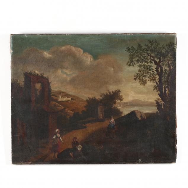 italian-school-19th-century-seaside-landscape-with-ruins-and-figures