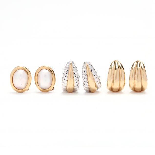 three-pairs-of-14kt-gold-earrings