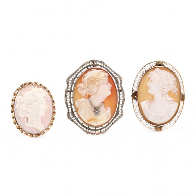 three-gold-cameo-brooches-pendants