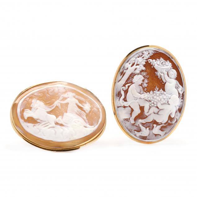 two-18kt-gold-cameo-brooches-italy