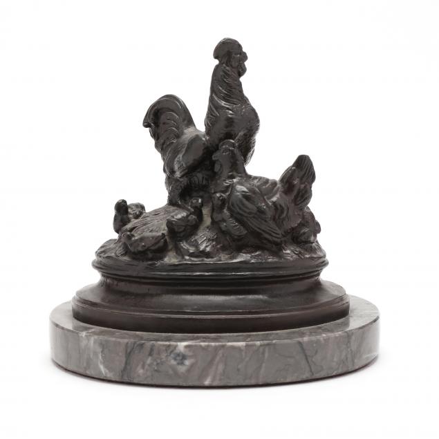 after-pierre-jules-mene-fr-1810-1879-bronze-rooster-and-hen-family-group
