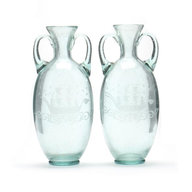 pair-of-blown-etched-glass-vases