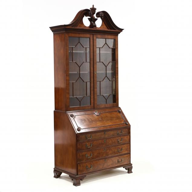 arthur-brett-sons-chippendale-style-carved-mahogany-secretary-bookcase
