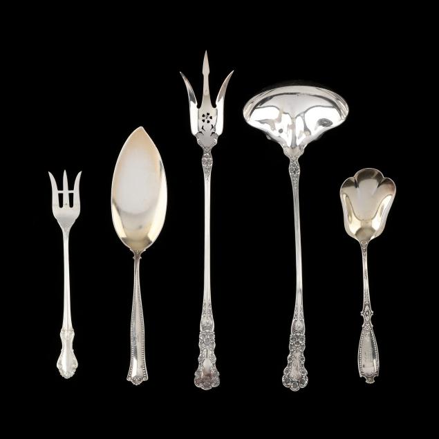 five-antique-sterling-silver-servers