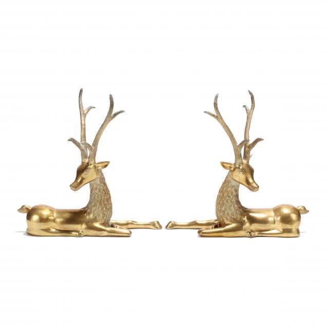 pair-of-recumbent-brass-stags