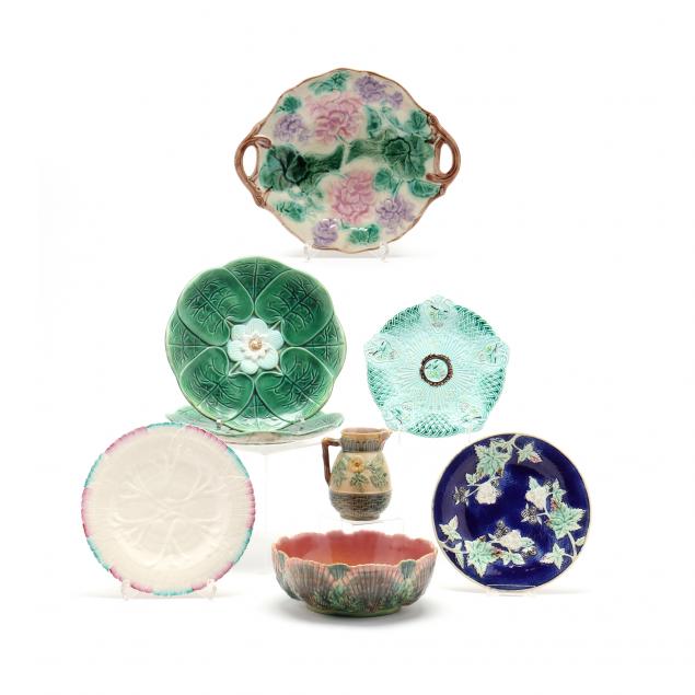 a-group-of-eight-majolica-pieces