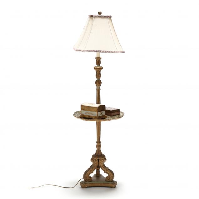Gilt Floor Lamp And Boxes, Gilt Floor Lamps