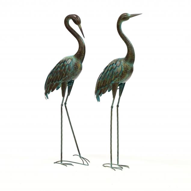 pair-of-decorative-painted-metal-cranes