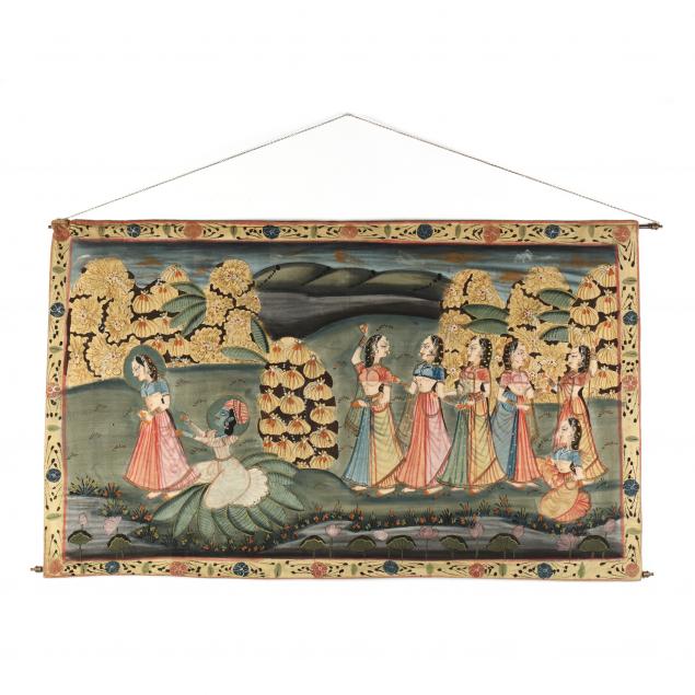 an-indian-painting-of-krishna-and-radha-on-fabric