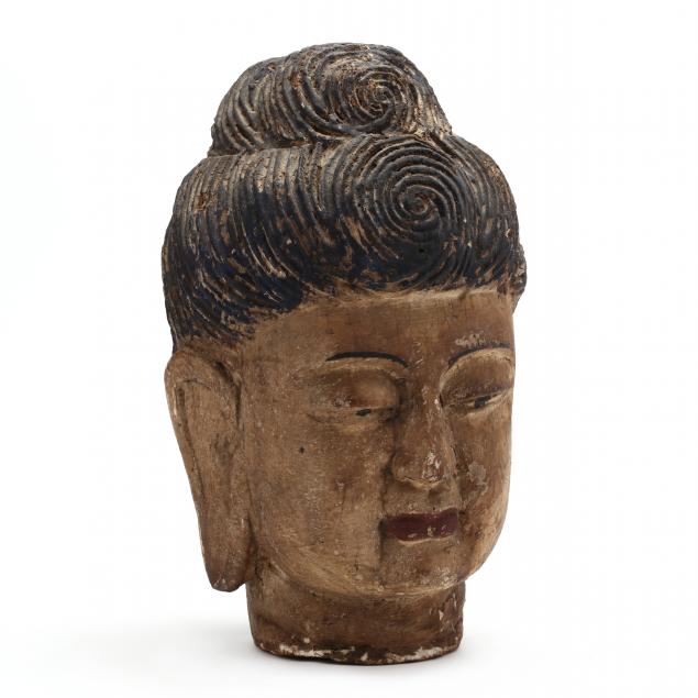 a-large-chinese-carved-wooden-painted-head