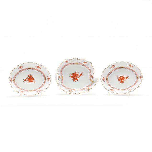 three-herend-porcelain-servers-chinese-bouquet-rust