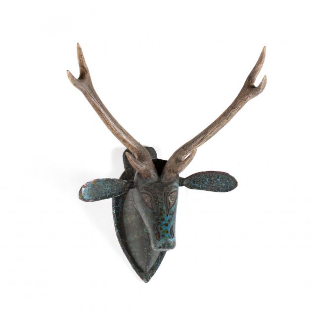 folk-art-carved-and-painted-wood-deer-mount